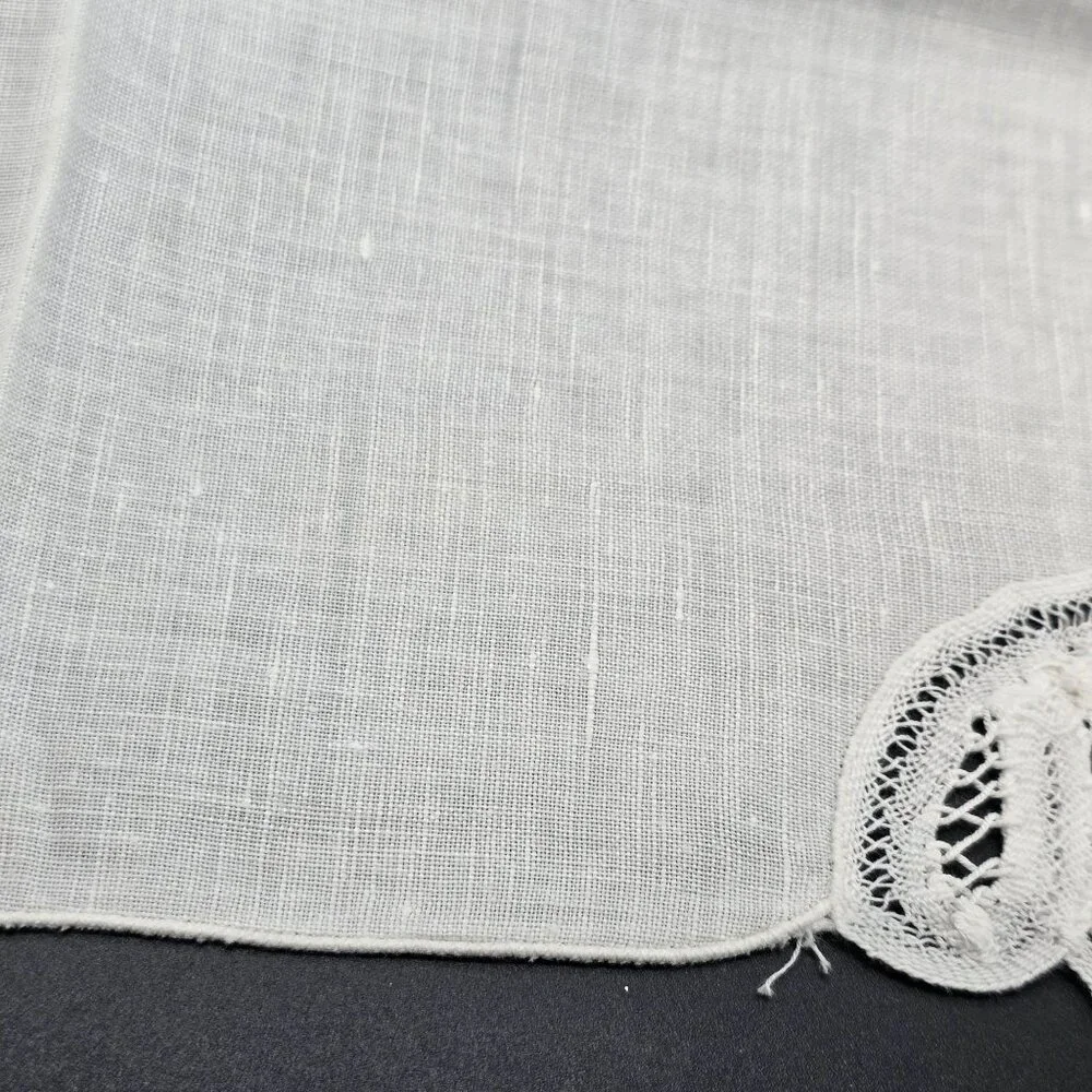 Vintage White Linen Napkins With Crochet Lace Corner Set Of 6 JJ3967